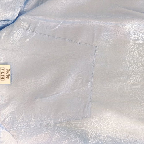 Satin short-sleeve pajamas XL turquoise with patterns, new
