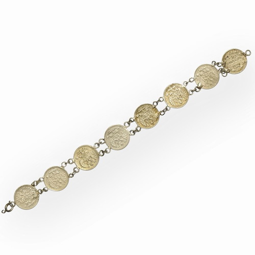 Bracelet with Russian tsarist silver coins, 17 cm, used