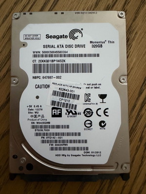 Seagate Momentus Thin SATA 320GB used