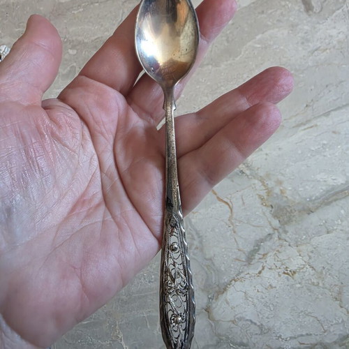 Silver 800 Filigree Spoons set of 6 like new, 100 years old