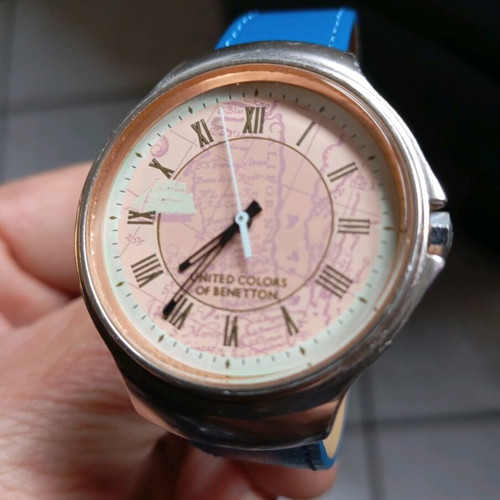Benetton wristwatch like new, pink and gold
