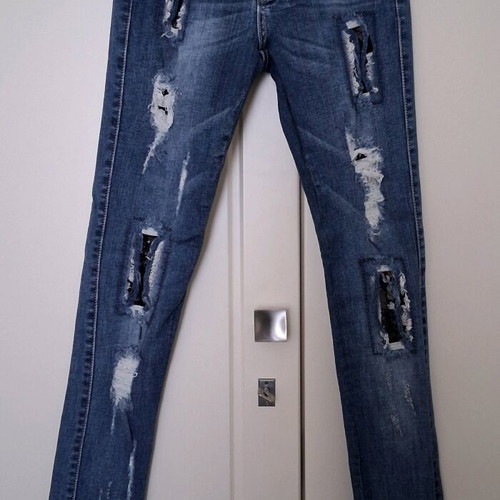 Jeans Small with black sequins and rhinestones, like new