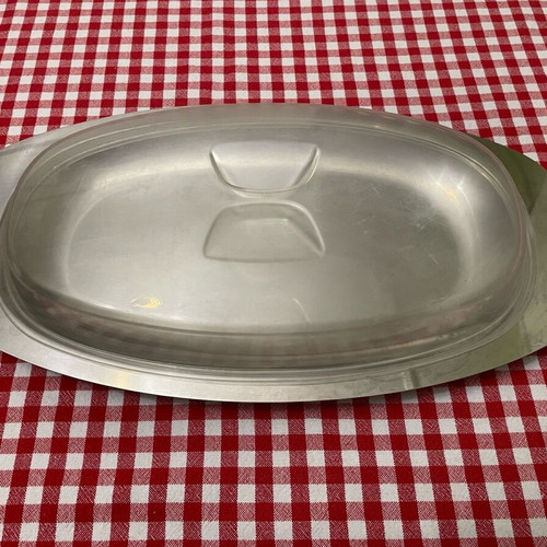 Cheese and butter platter tray used, stainless steel with lid