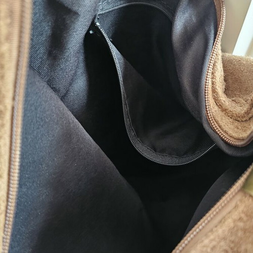 Leather-suede shoulder bag like new, beige and brown