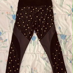 Active 21 black sports leggings with yellow patterns, size M