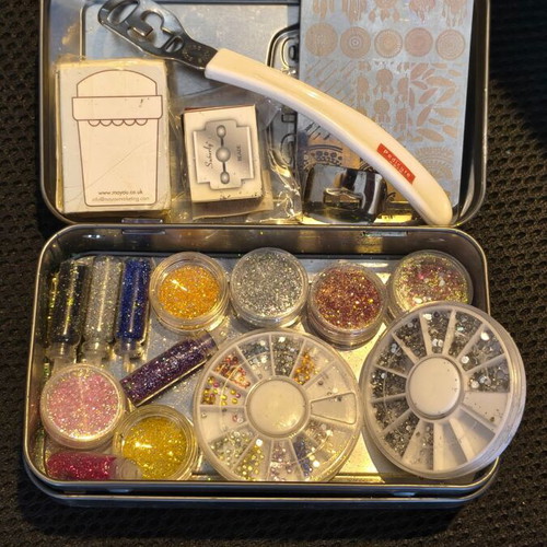 Nail products used, including lamps, files, glues, and accessories