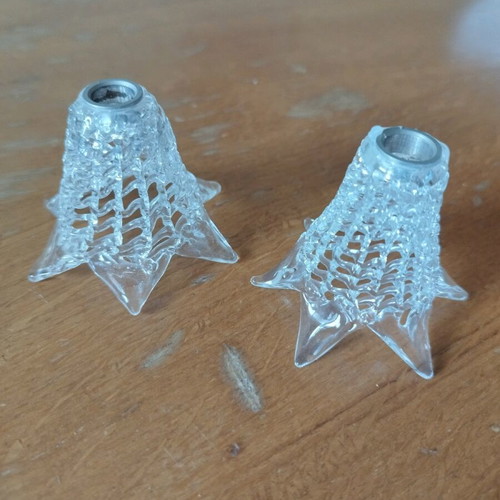 Vintage candle holders used, pair with unique details