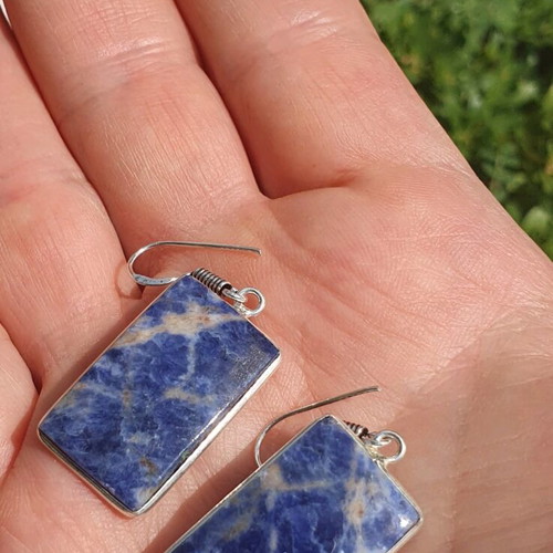 Sodalite earrings new, silver plated 925, blue
