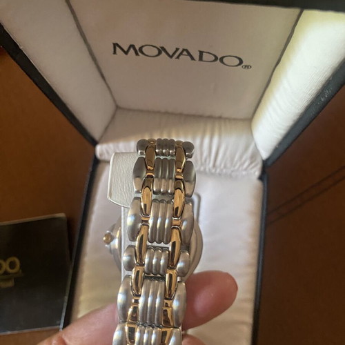 Movado wristwatch, gold and silver, new in box