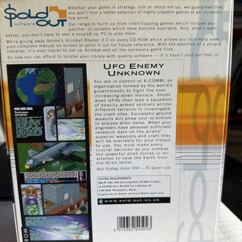 UFO Enemy Unknown PC CDROM Soldout edition like new