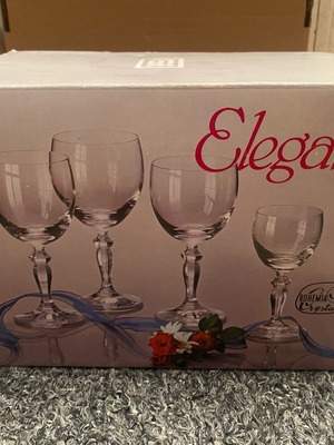 Σετ 6 ποτήρια κρασιού Bohemia Crystal από Σλοβακία, καινούργια