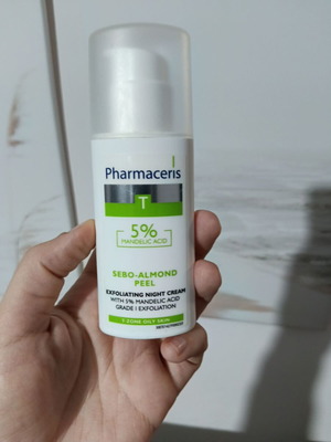 Pharmaceris Sebo-Almond Peel απολεπιστική νυχτερινή κρέμα 5% μανδελικό οξύ μεταχειρισμένη