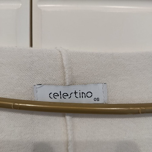 Celestino blouse set used, pink and white with silver thread, one size