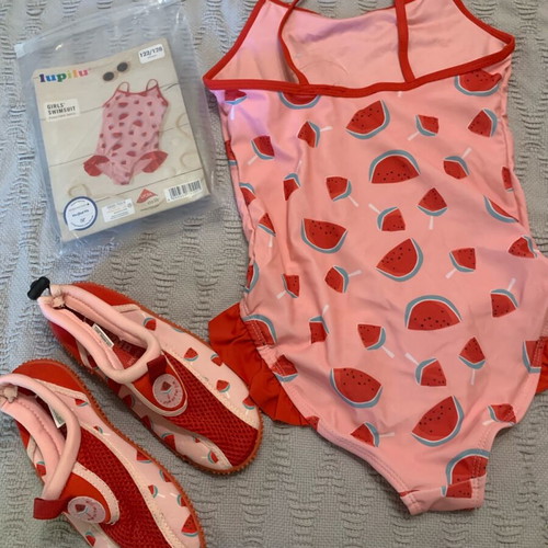 Mega Package LUPILU "Watermelon" (6 pcs) – Swimwear & Beach Shoes – No 122/128