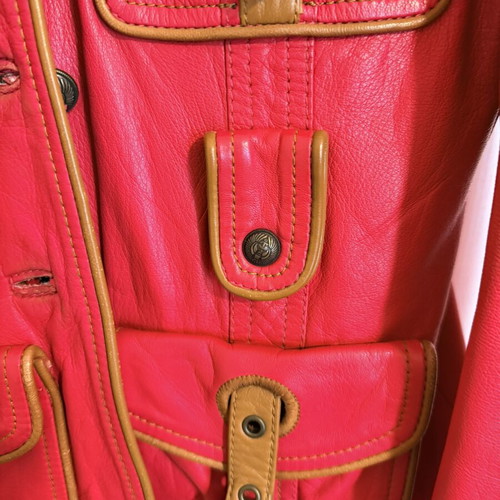Just Cavalli women's leather jacket coral color like new size 40 IT (S)