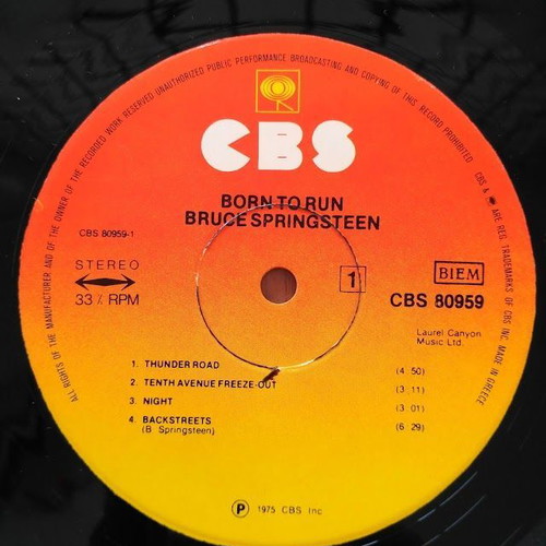 Bruce Springsteen Born To Run LP vinyl used, 33 rpm, Greek pressing