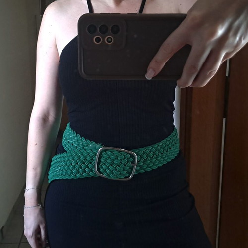 Knitted green belt Boho style free size like new