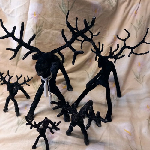Christmas reindeer handmade used, set of 5 pieces