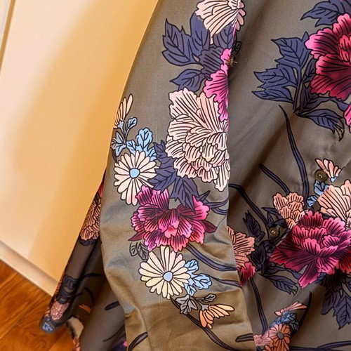 Green satin dress with flowers like new, Greek brand