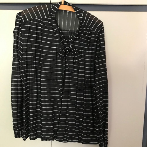 Shirt black with stripes and silver thread L/XL like new