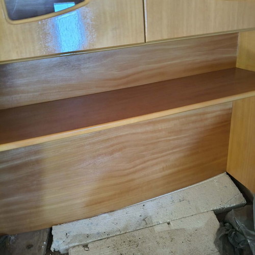 Wooden bookcase with glass doors and shelf like new