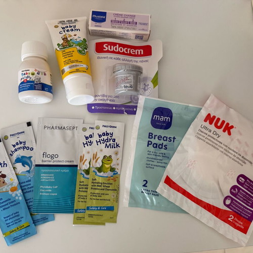 Baby care product samples, sold separately