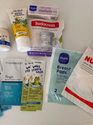 Baby care product samples, sold separately