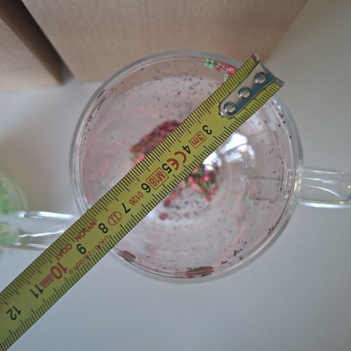 Double-Walled Glass Cups with Glitter Strawberries and Lemons, 320 ml, set of 2