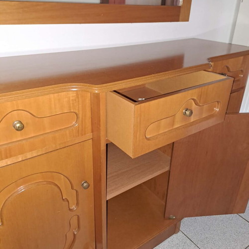 Console storage furniture with mirror wooden like new