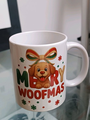 Ceramic white mug 325ml Merry Woofmas new