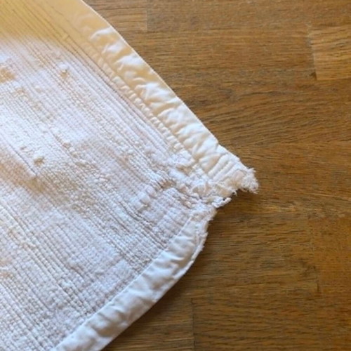 Large handwoven rag rug used, white, 2.00x1.30m