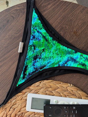 Μπικίνι κάτω μέρος με πούλιες μεταχειρισμένο, μαύρο, μέγεθος S