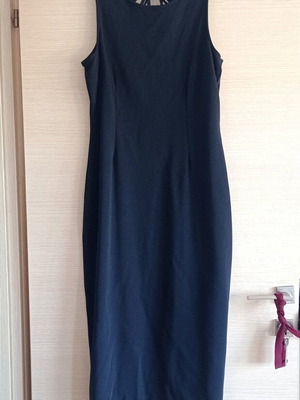 Vintage black long dress XL with open back, like new