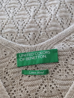 Benetton γυναικείο μάξι πλεκτό λινό φόρεμα σαν καινούργιο, μπεζ