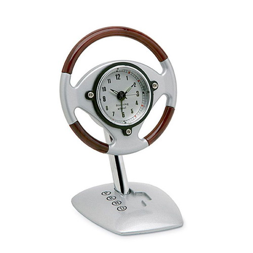 Steering Wheel clock new, analog with alarm and metal base