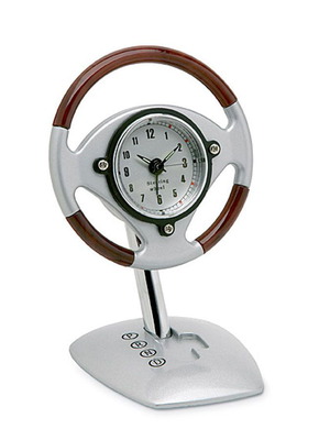 Steering Wheel clock new, analog with alarm and metal base