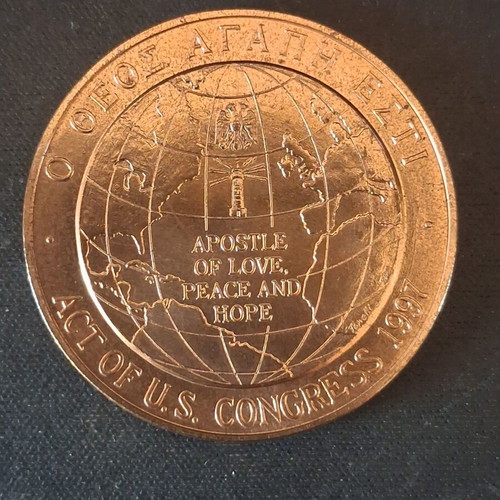 Collectible U.S. Mint bronze medal Ecumenical Patriarch Bartholomew like new with box