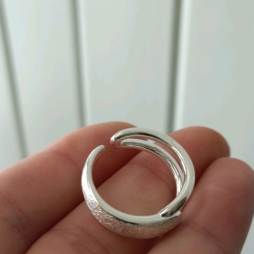Adjustable women's ring with matte satin finish 925 silver new