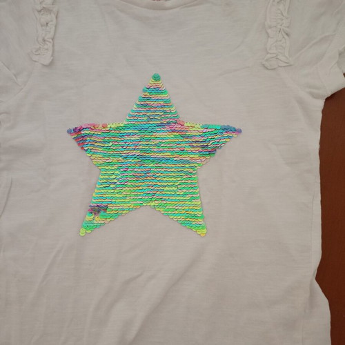 Mothercare Girls' T-shirt with Color-Changing Sequin Star like new, ages 7-9