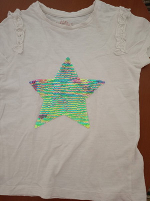 Mothercare Girls' T-shirt with Color-Changing Sequin Star like new, ages 7-9