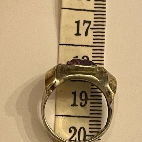 Silver ring with purple zircon like new