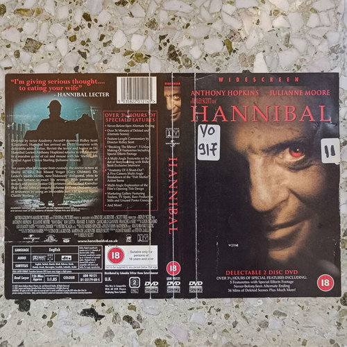 Hannibal DVD cover used, authentic 2001