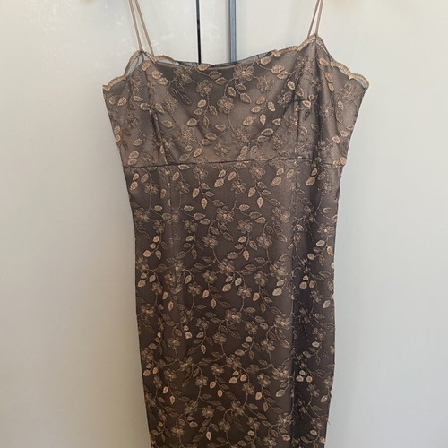 Makis Tselios Vintage Cocktail Dress XS, brown and gold lace
