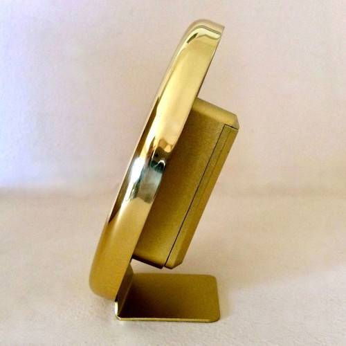 Kienzle Quartz Alarm Desk Clock New Oval Gold-Tone Polished Brass