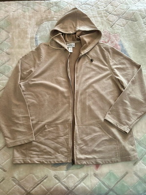 Beige jacket used with hood and zipper size M/L