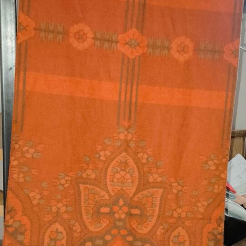 Caroll Paris Acrylic Pashmina like new, orange and brown with paisley and striped pattern
