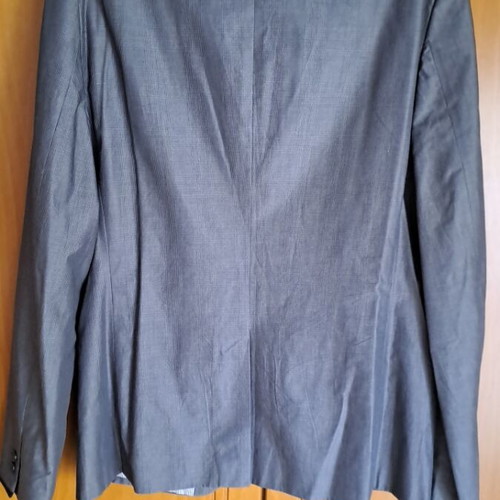 H&M blazer gray checkered with black collar like new