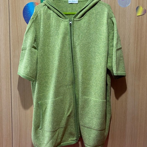 Ulla Popken cardigan used, spring, with hood and pockets, green, size 9XL