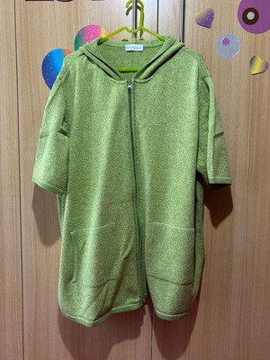 Ulla Popken cardigan used, spring, with hood and pockets, green, size 9XL