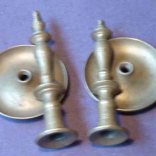 Candlesticks used, two antique massive bronze German, early 20th century